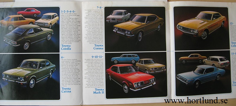 1972 Toyota alla modeller broschyr
