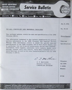 1958 Chrysler 300-D Service Manual