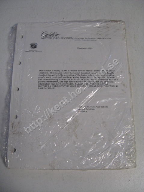 1983 Cadillac Cimarron Service maual revision section 8A