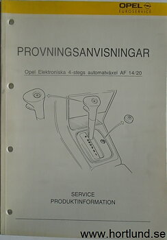 1989 Opel Automat AF 14/20 Provningsanvisningar