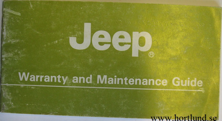 1984 Jeep Warranty and Maintenance Guide alla modeller