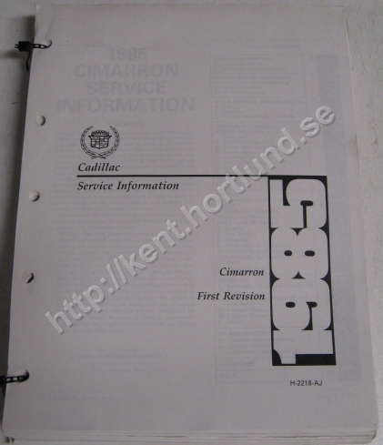1985 Cadillac Cimarron Service Information first revision