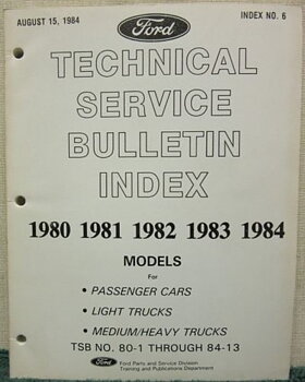 1980-1984 Ford Technical Service Bulletin Index