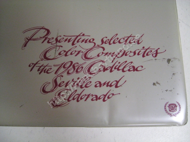 1986 Cadillac empty folder for presenting color composites of the 1986 cadillac