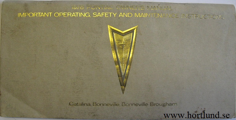 1978 Pontiac Catalina Bonneville Owner's Manual