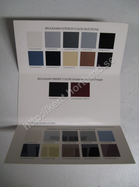 1988 Cadillac brougham cimarron color selctions exterior