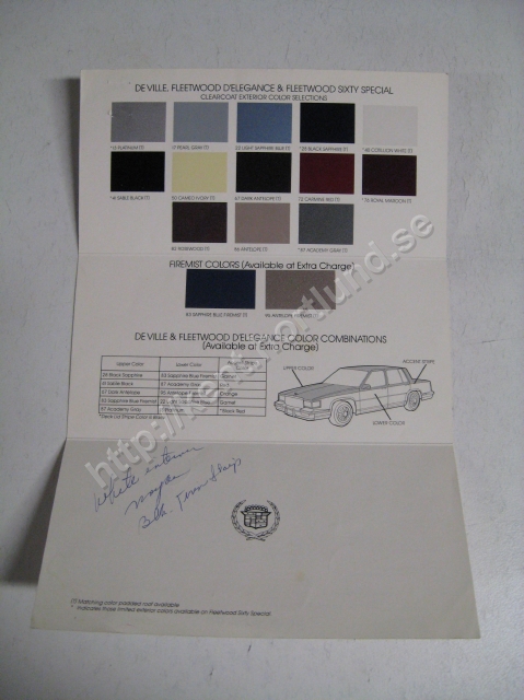 1988 Cadillac de ville fleetwood color selctions exterior