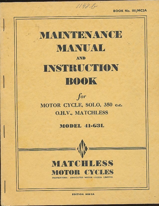 1941 Matchless G3L Maintenance Manual and Instruction Book