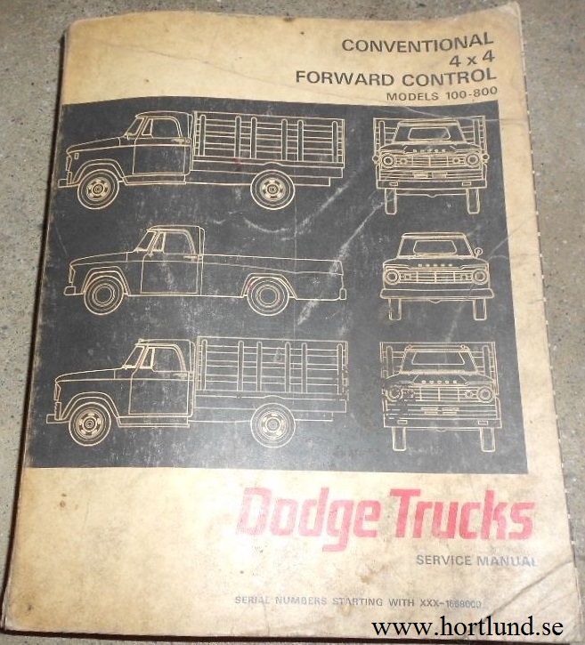 1967 Dodge Trucks Models 100-800 Service Manual
