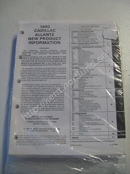 1990 Cadillac Allante new product information manual