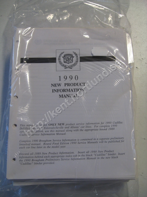 1990 Cadillac deville fleetwood, eldorado, seville and allante new product information manual