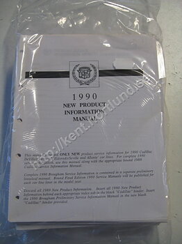 1990 Cadillac deville fleetwood, eldorado, seville and allante new product information manual