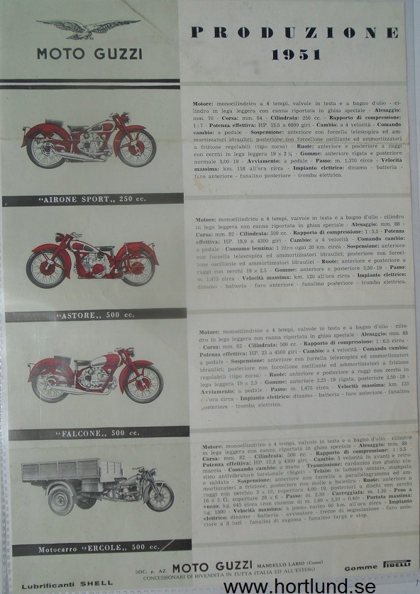 1951 Moto Guzzi broschyr