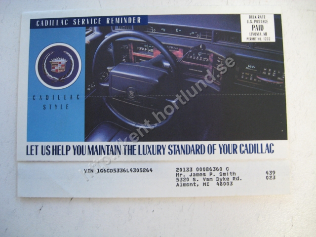 1992 Cadillac  Roadside service