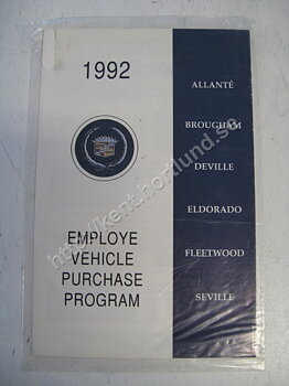 1992 Cadillac employe vehicle purchase program