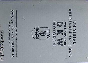 1943 DKW Stationära motorer instruktionsbok