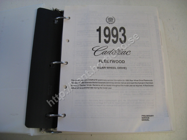 1993 Cadillac fleetwood rear wheel drive Preliminary service manual