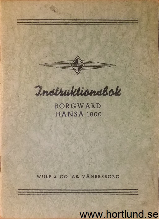 1953 Borgward Hansa 1800 Instruktionsbok svensk