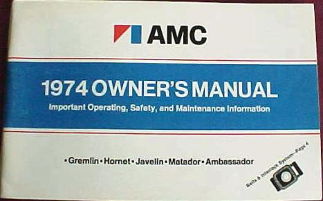 1974 AMC Owner's Manual