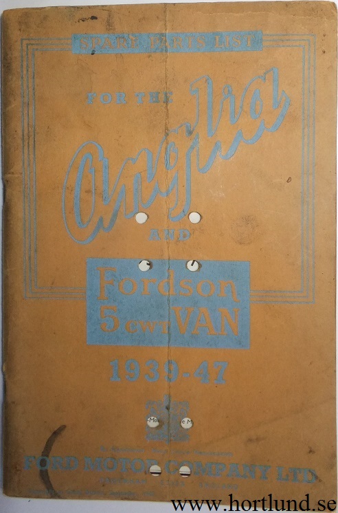 1939-47 Ford Anglia och Fordson 5 cwt Van Spare Parts List