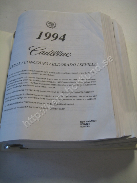 1994 Cadillac Deville, deville concourse, eldorado & seville New product service manual