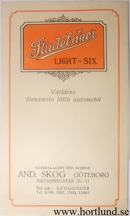 1923 Studebaker Light-Six broschyr svensk