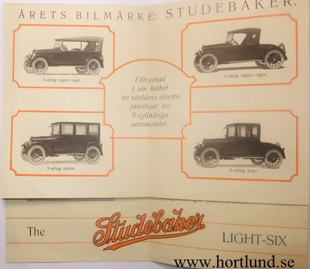 1923 Studebaker Light-Six broschyr svensk - 2