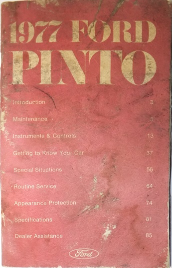 1977 Ford Pinto Owners Manual