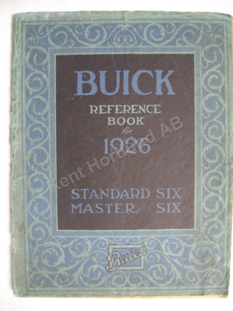 1926 Buick Standard six master six Reference book