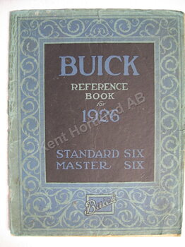 1926 Buick Standard six master six Reference book