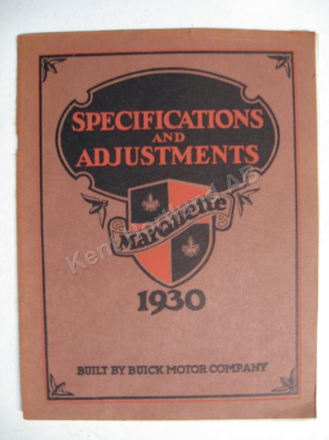 1930 Marquette Specifications & adjustments