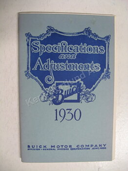1930 Buick Specifications & adjustments