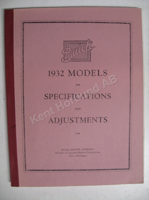 1932 Buick Specifications & adjustments