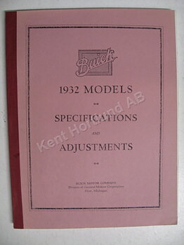 1932 Buick Specifications & adjustments