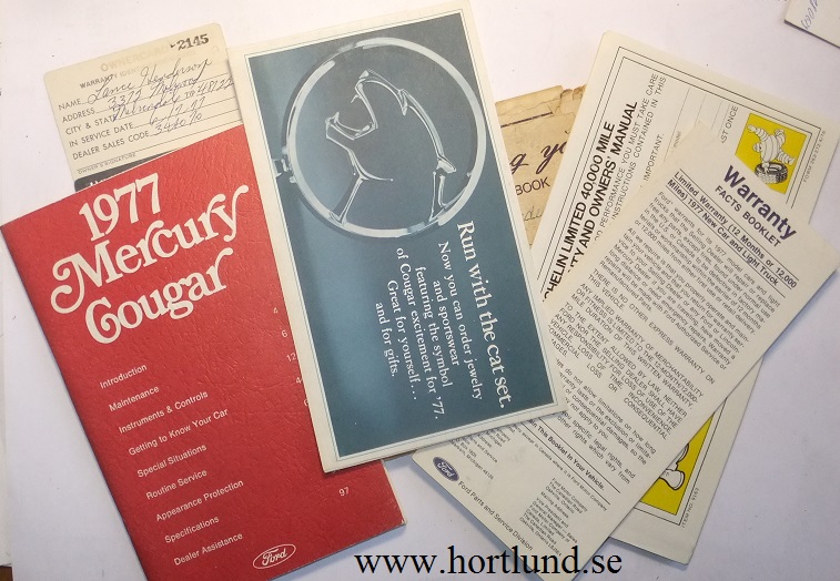 1977 Mercury Cougar Owners Manual