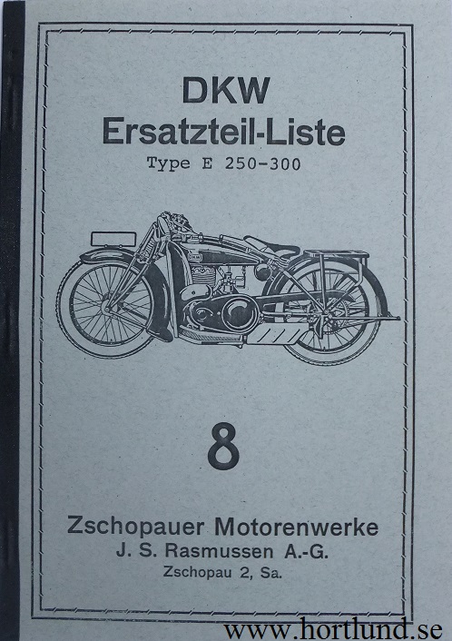 1928 DKW E 250-300 Reservdelskatalog
