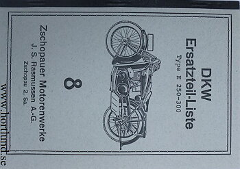 1928 DKW E 250-300 Reservdelskatalog