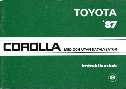 1987 Toyota Corolla Instruktionsbok