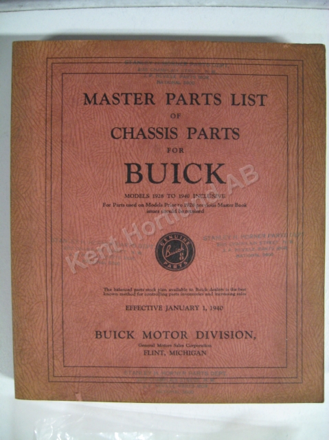 1928-1940 Buick Master Parts List of Chassis Parts