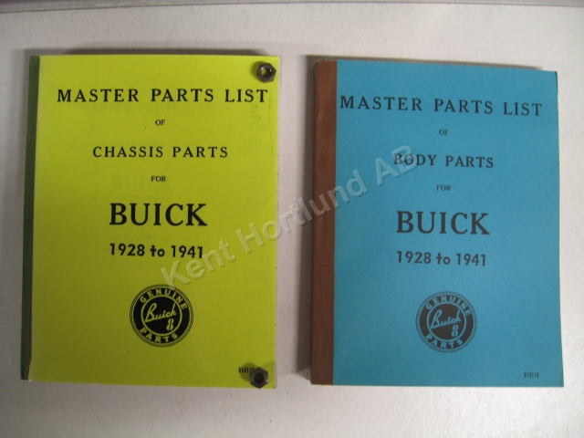 1928-1941 Buick master parts list body parts + chassis parts, set of 2 books