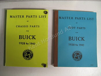 1928-1941 Buick master parts list body parts + chassis parts, set of 2 books