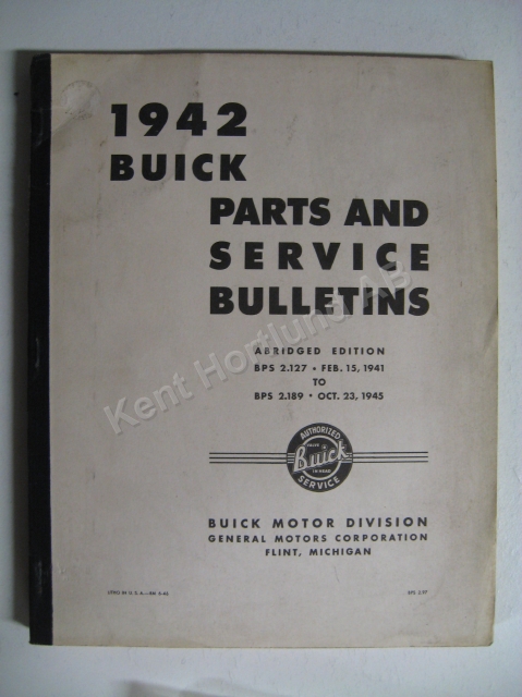 1942 Buick parts and service bulletins