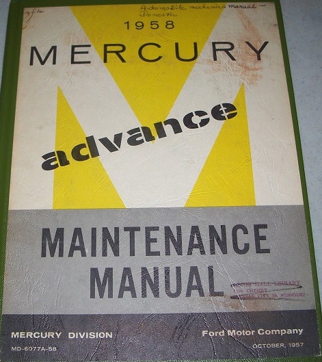 1958 Mercury Maintenance Manual Advance