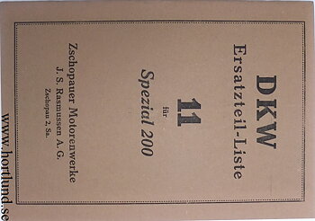 1929 DKW Spezial 200 Reservdelskatalog