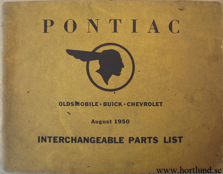 1950 Pontiac Oldsmobile Buick Chevrolet Interchangeable Parts List