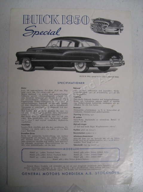 1950 Buick Special broschyr svensk