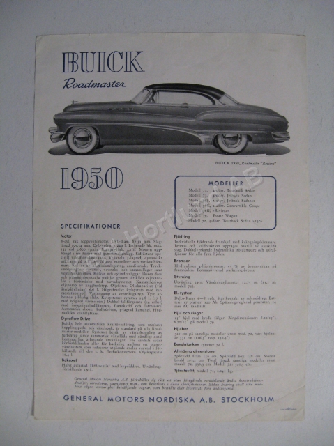 1950 Buick Roadmaster broschyr