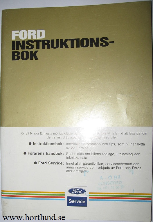 1984 Ford Instruktionsbok