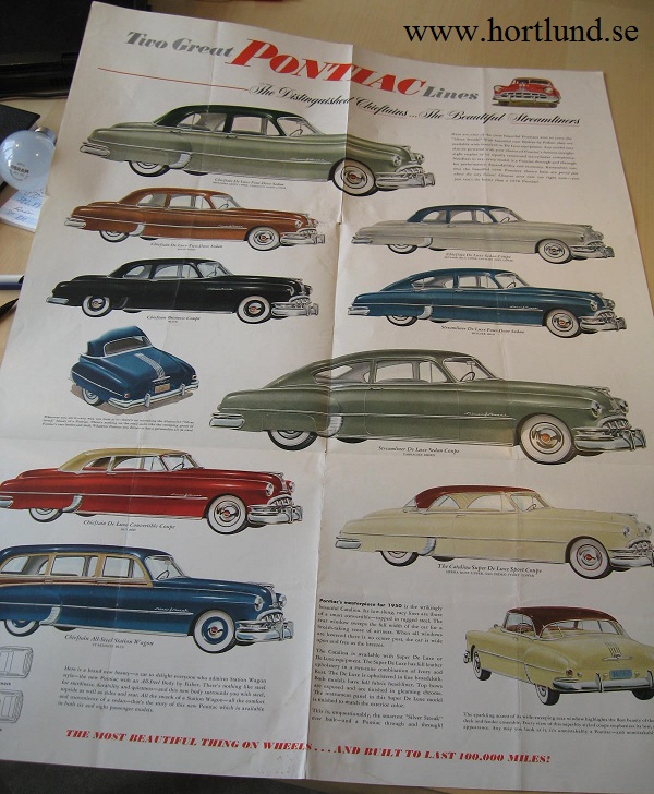 1950 Pontiac broschyr folder - 2