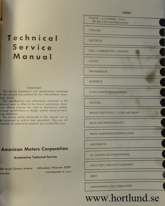 1966 Rambler American Technical Service Manual - 2